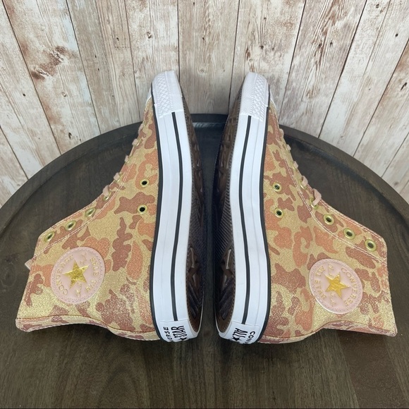 Converse CTAS Hi Particle Beige/Cameo Brown Glitter Sneaker Size 8 Women - Picture 7 of 9